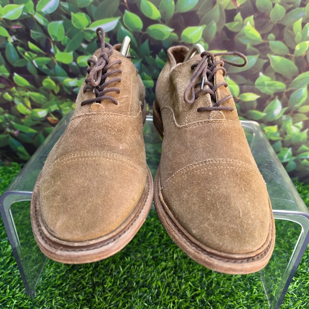 Frye James Crepe Oxford Tan Suede Cap Toe Mens Shoes 4001 D 12